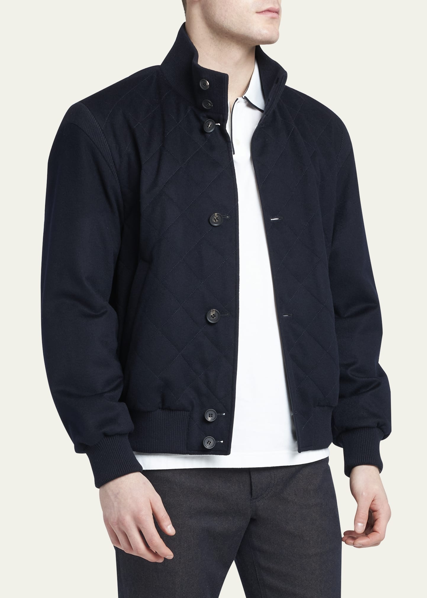 Men's Reversible Quilted Cashmere Bomber Jacket - 4