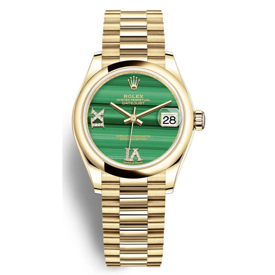 Rolex Datejust 31 Malachite Diamond Dial Automatic 18kt Yellow Gold Rolex President Watch 278248MLRD - 1