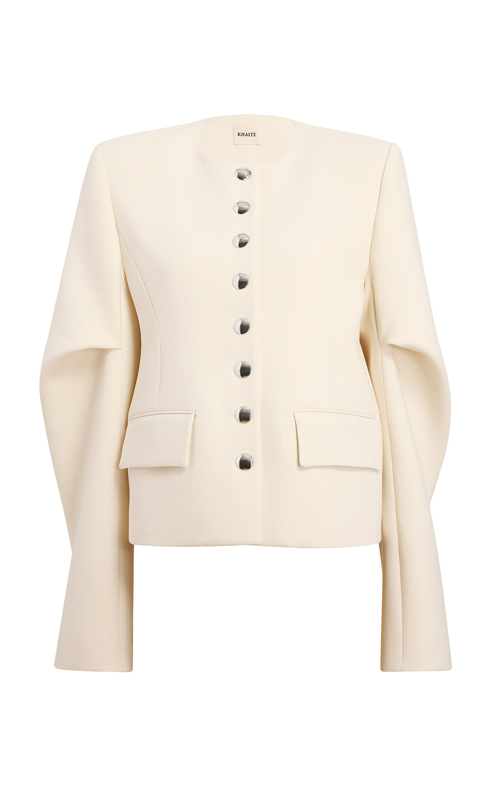 Darlman Buttoned Draped Woven Jacket ivory - 1