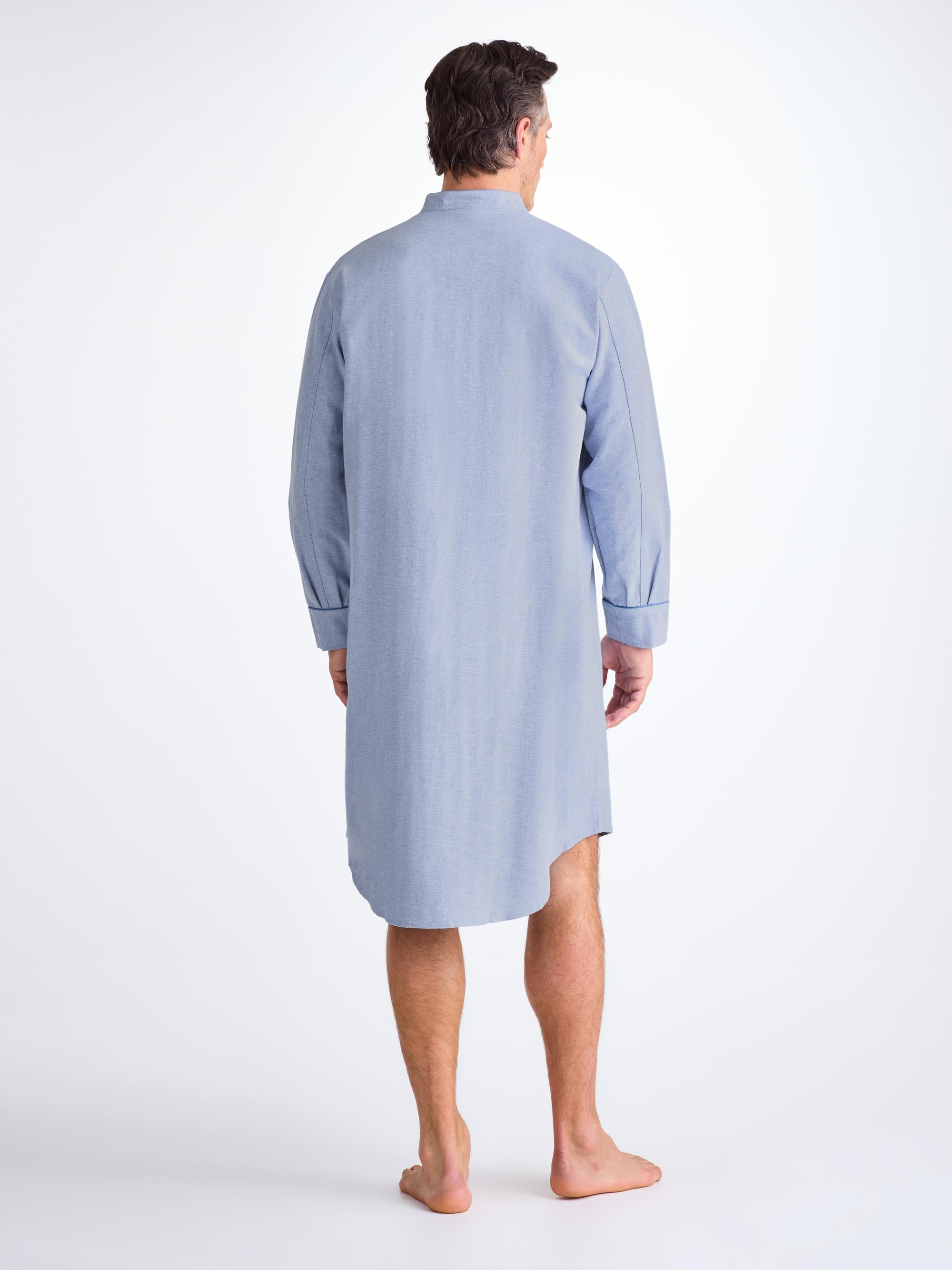 Men's Nightshirt Arran 24 Brushed Cotton Blue - 4
