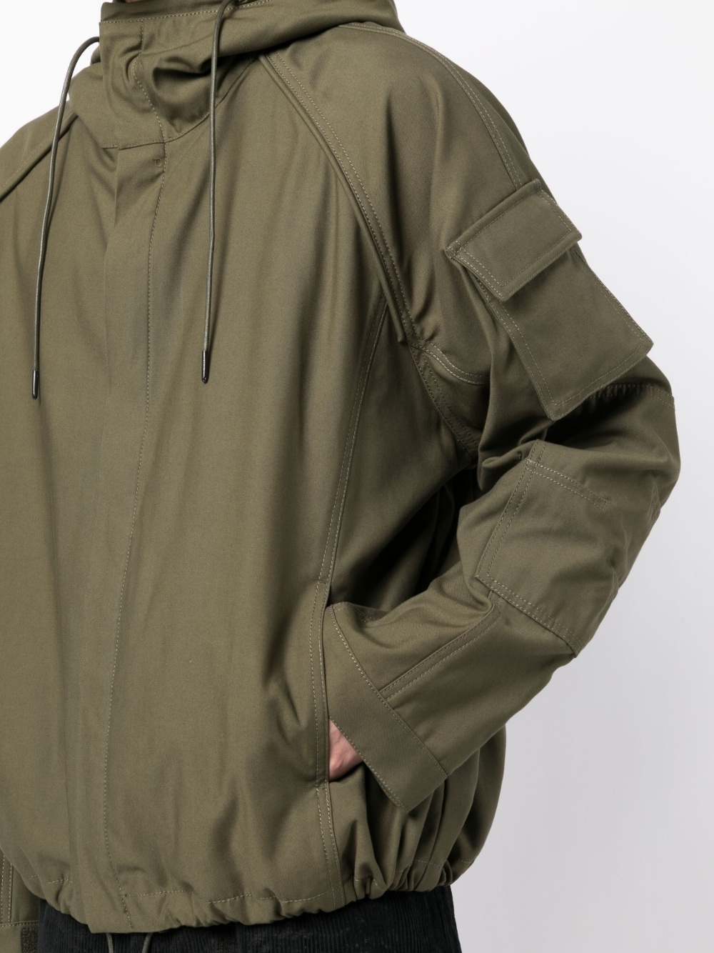 drawstring-hood high-neck jacket - 5
