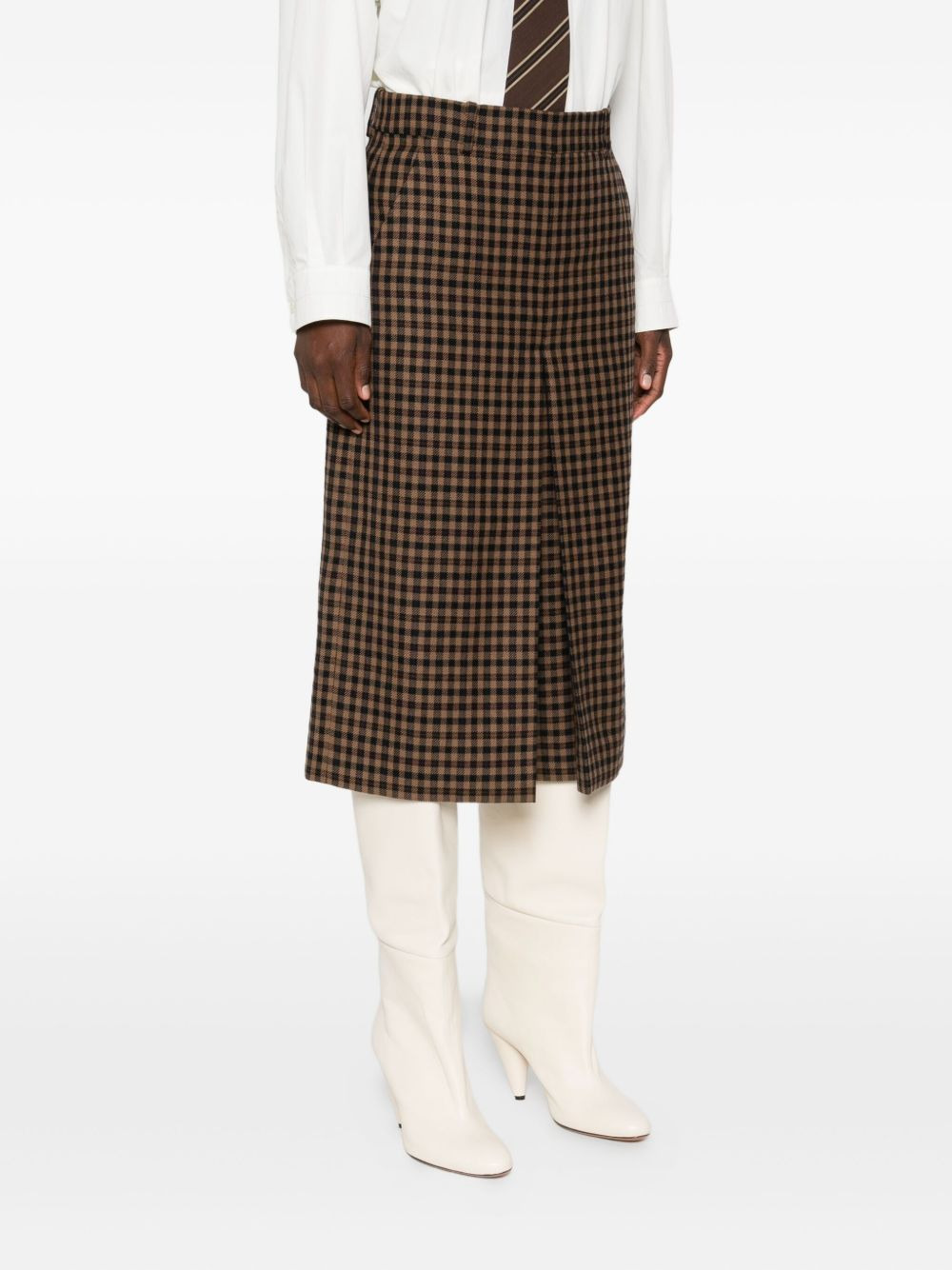 gingham-check straight-leg culottes - 3