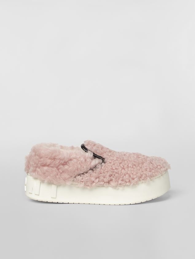 LIGHT BLUE SHEARLING SLIP-ON SNEAKER WITH MAXI MARNI LOGO - 1