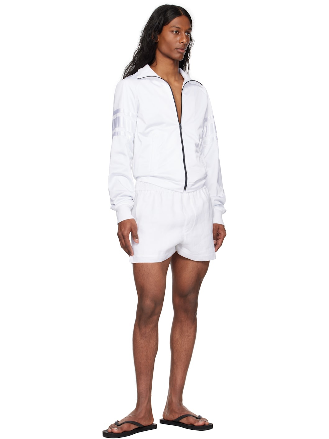 White Summer Lovers Linen Shorts - 4