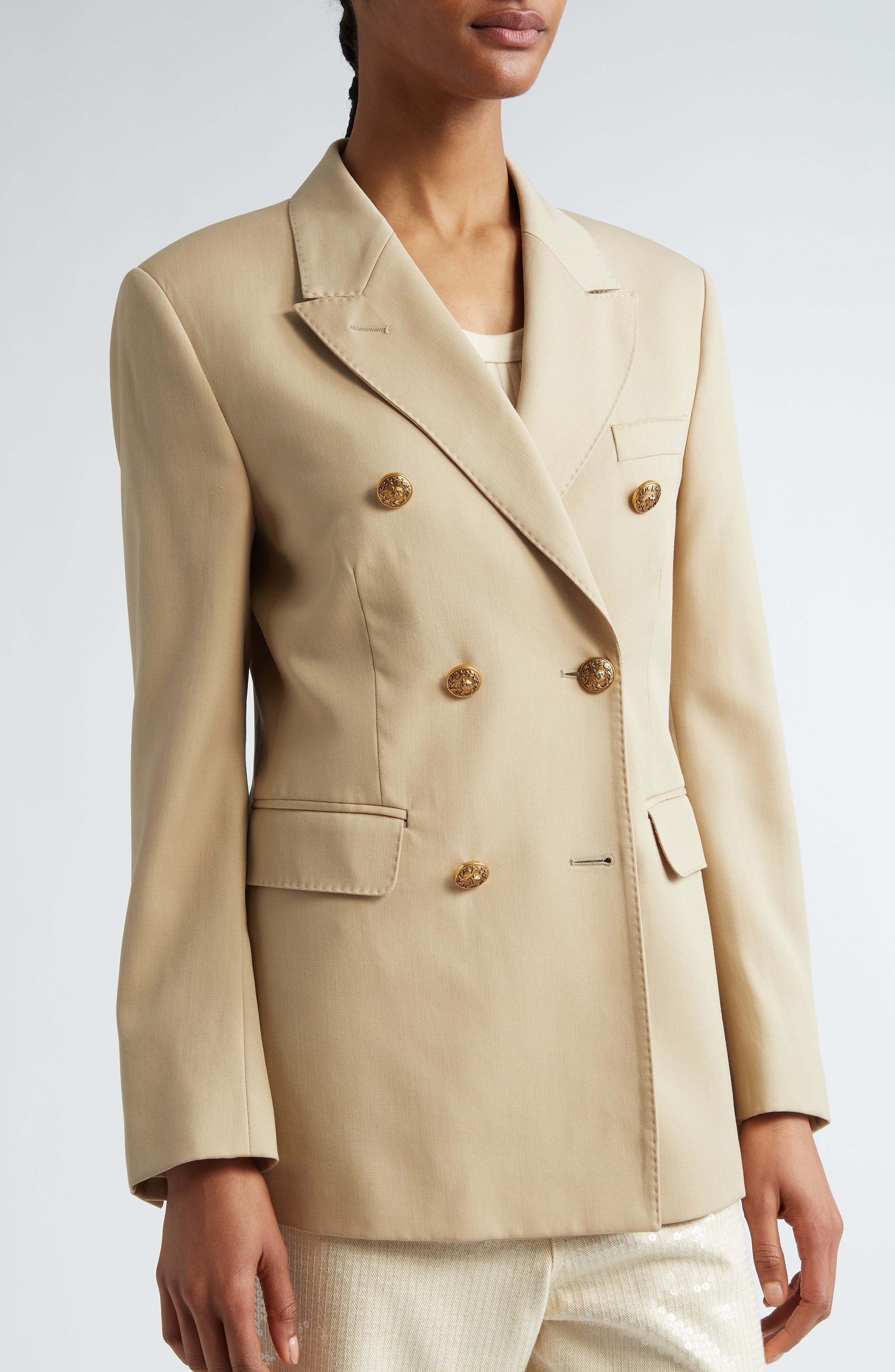 Double Breasted Virgin Wool Blazer - 5