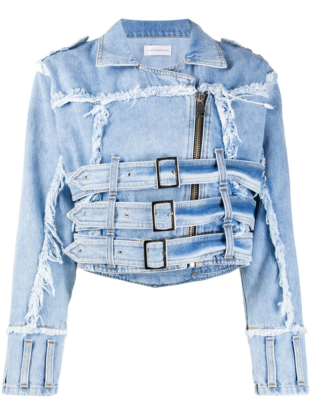 distressed effect denim jacket - 1