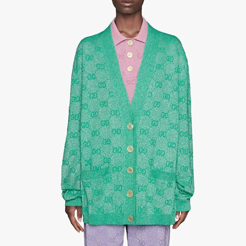 GUCCI (WMNS) Gucci GG Sparkling Wool Cardigan 'Mint' 599271-XKA5X-3136 outlook