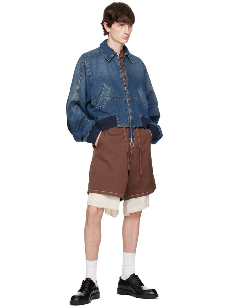 EDWARD CUMING Blue Bottom Heavy Denim Bomber Jacket outlook