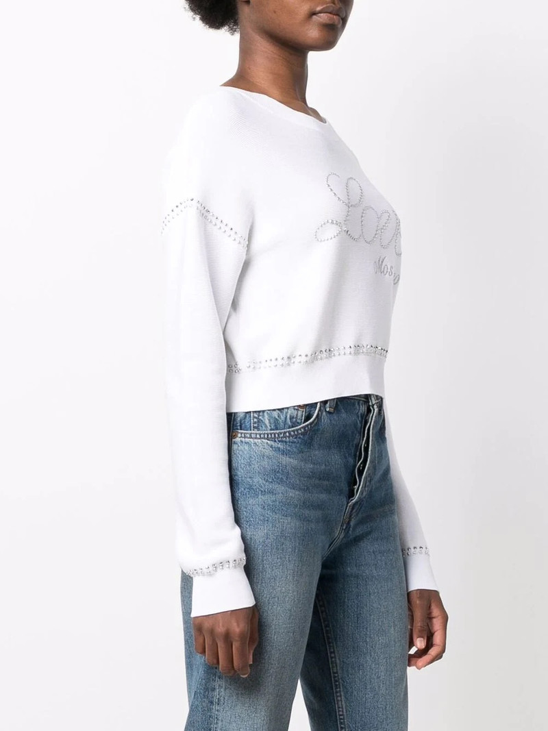 embroidered 로고 면 스웨터 3