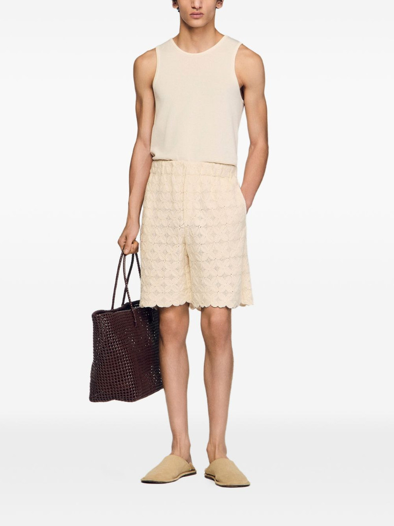 Sandro flower-patterned scalloped shorts outlook