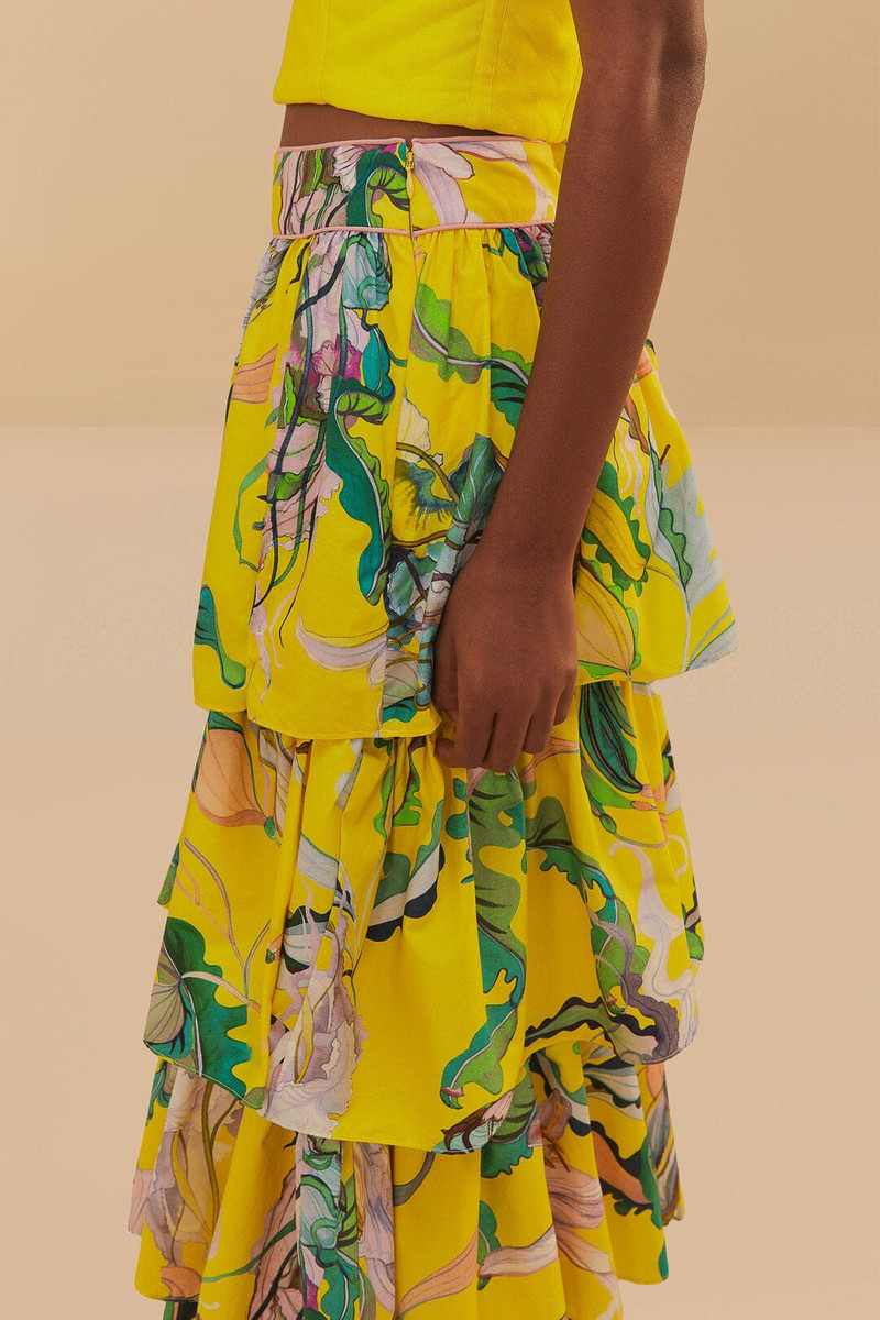 Yellow Jellyfish Bouquet Maxi Skirt 4