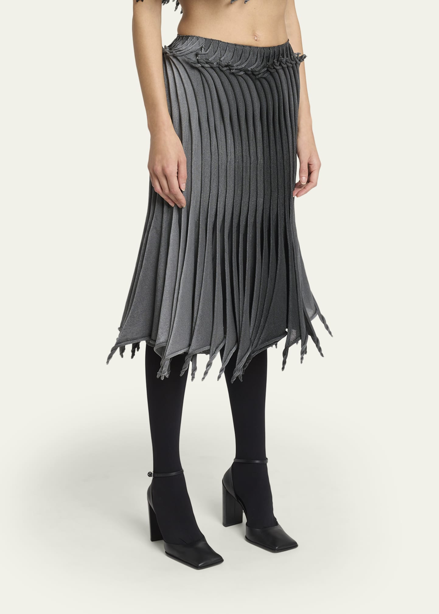 Sculptural Pleated Midi Skirt - 4