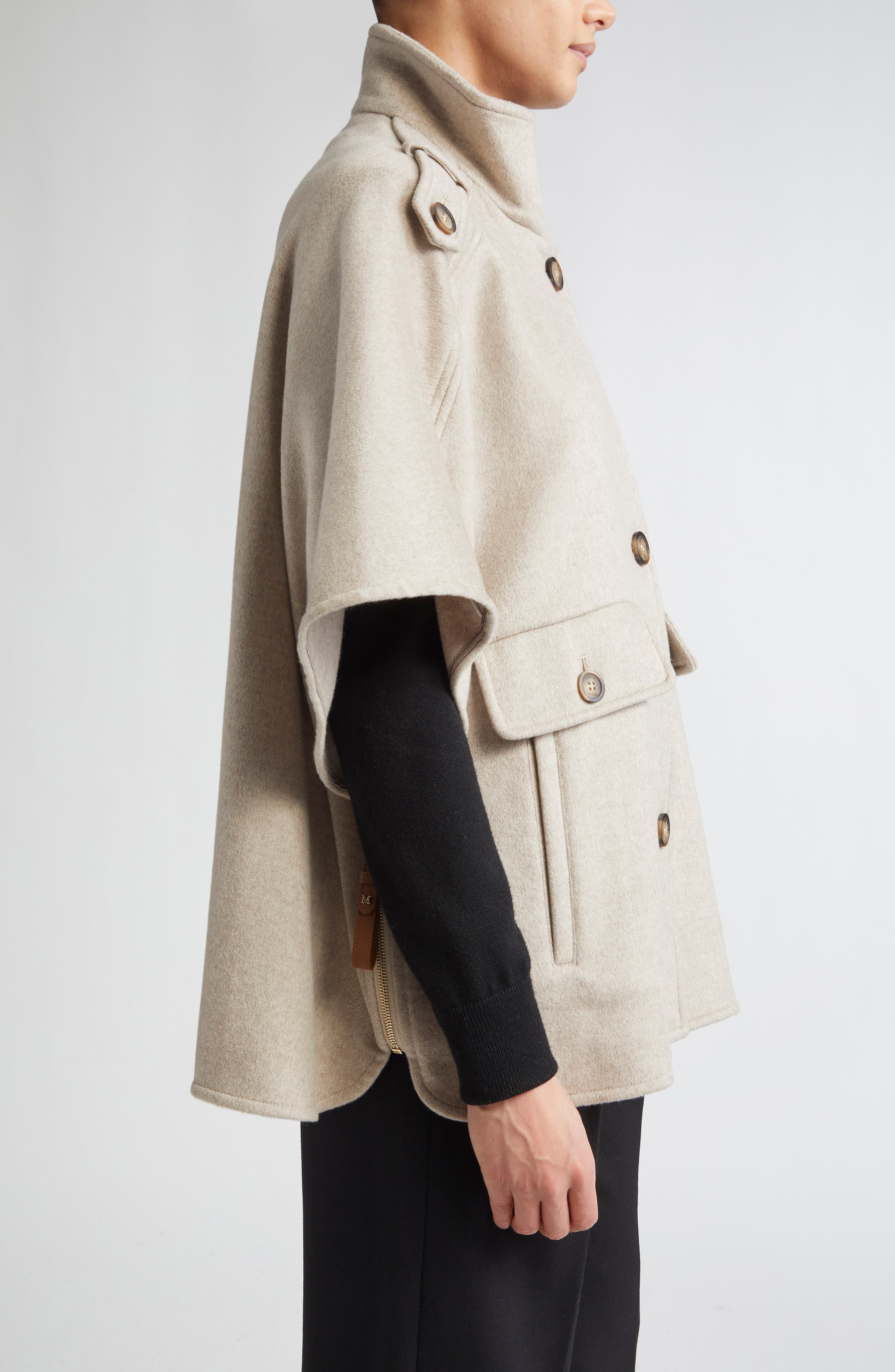 Max Mara Venere Double Face Cashmere Cape in Beige at Nordstrom - 3