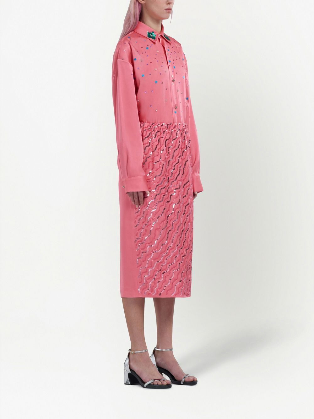 sequin-embellished oversized shirt - 2