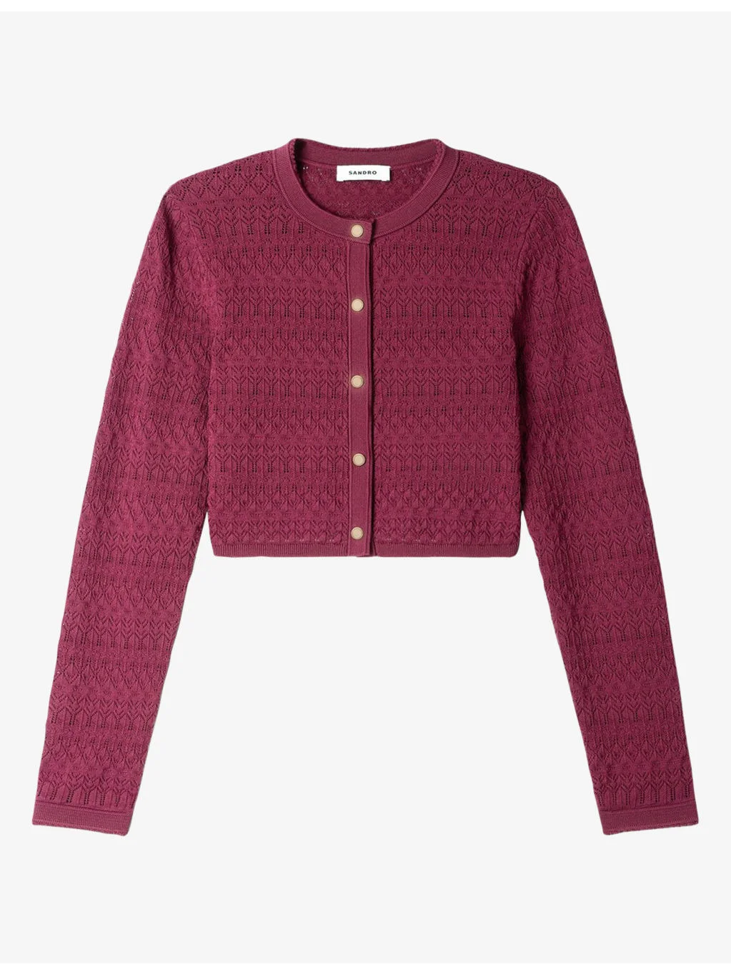 Cropped Pointelle-Knit Cardigan - 1