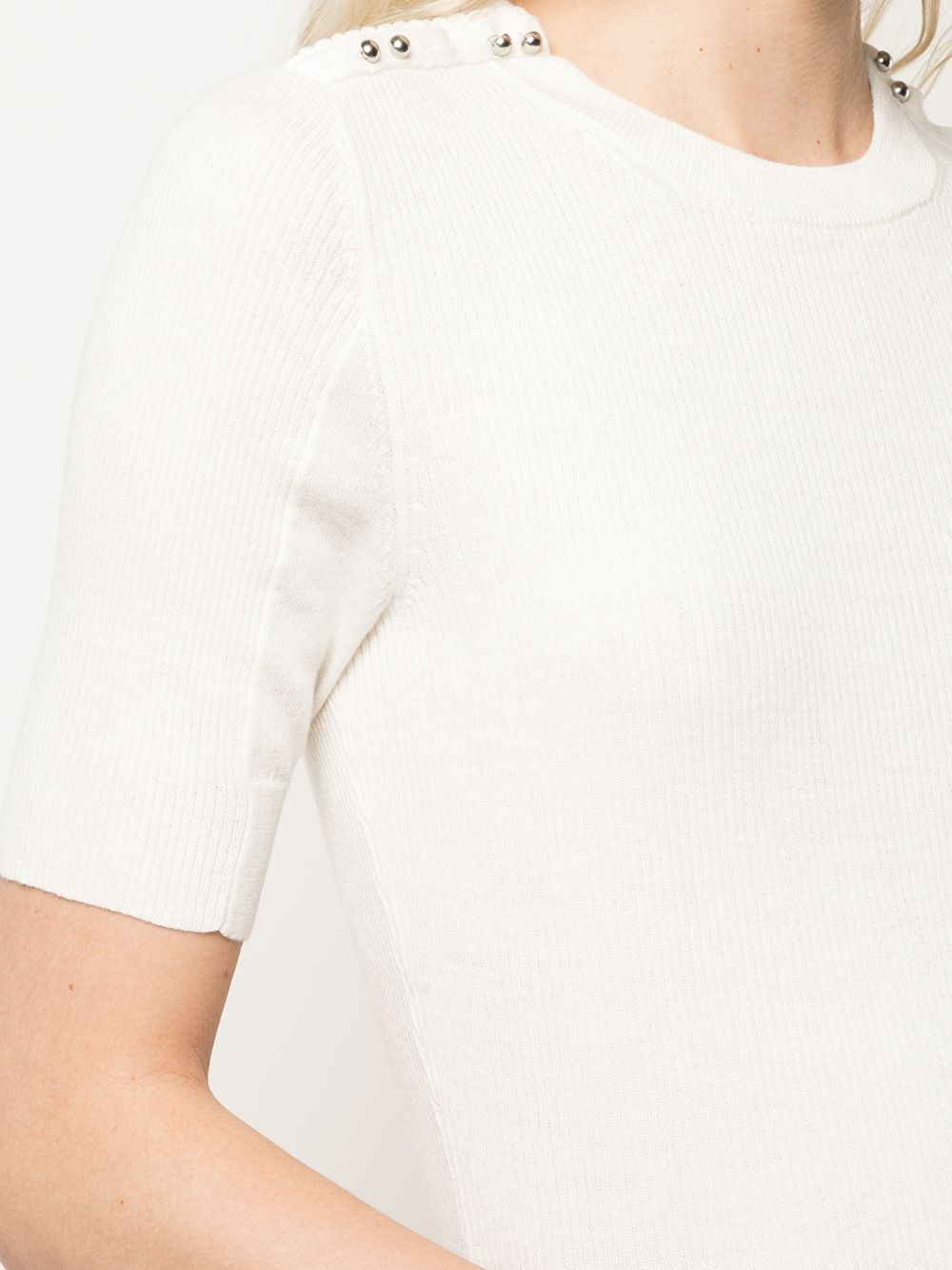 button-detail ribbed T-shirt - 5