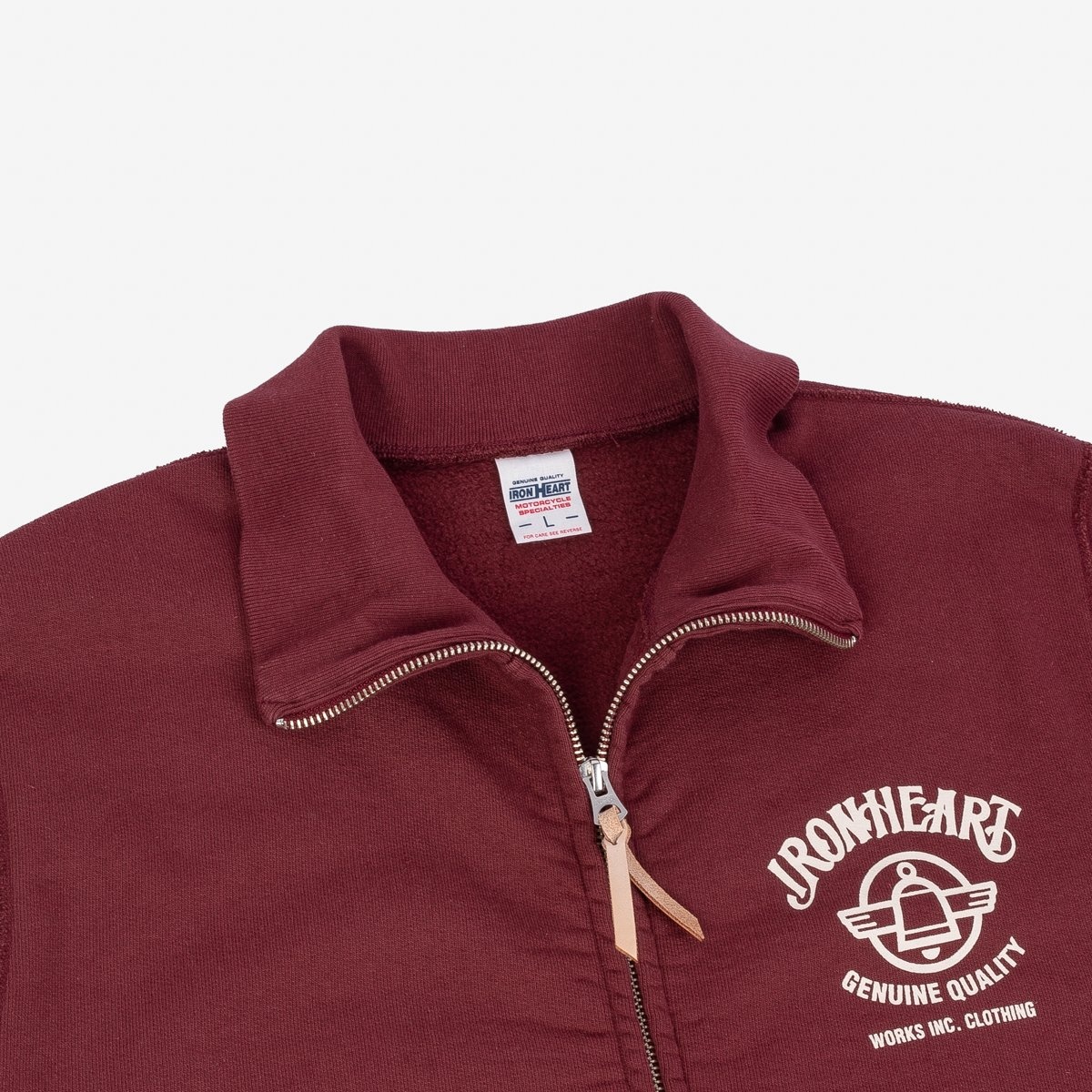 IHSW-60-BUR Printed 14oz Ultra Heavyweight Loopwheel Cotton Zip Up Sweater - Burgundy - 9