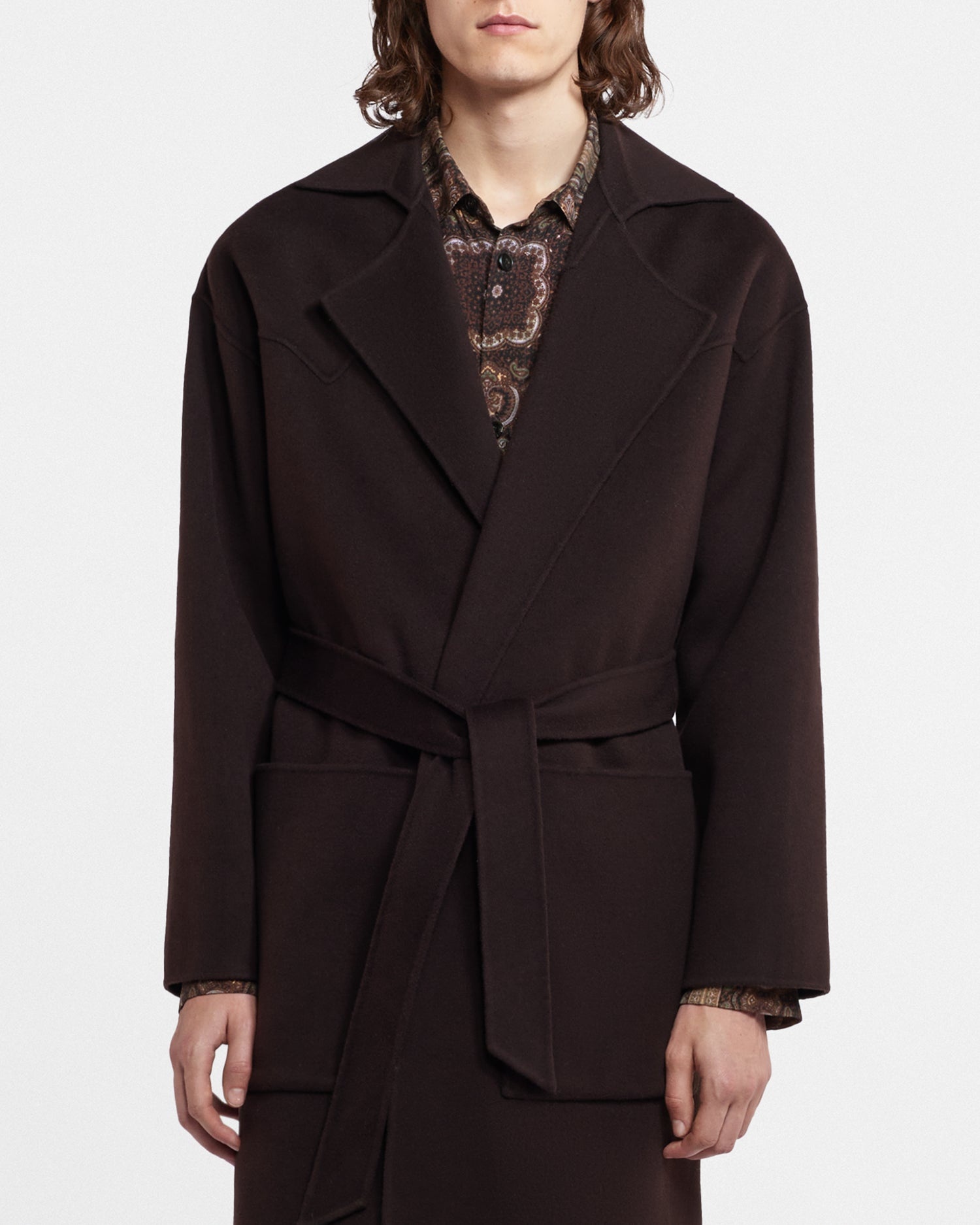 Double Wool And Silk Robe Coat - 3