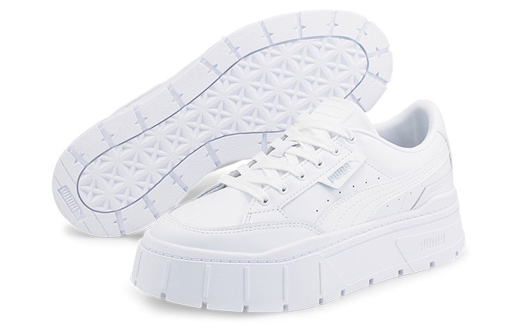 (WMNS) PUMA Mayze Stack Leather 'Triple White' 384412-01 - 5