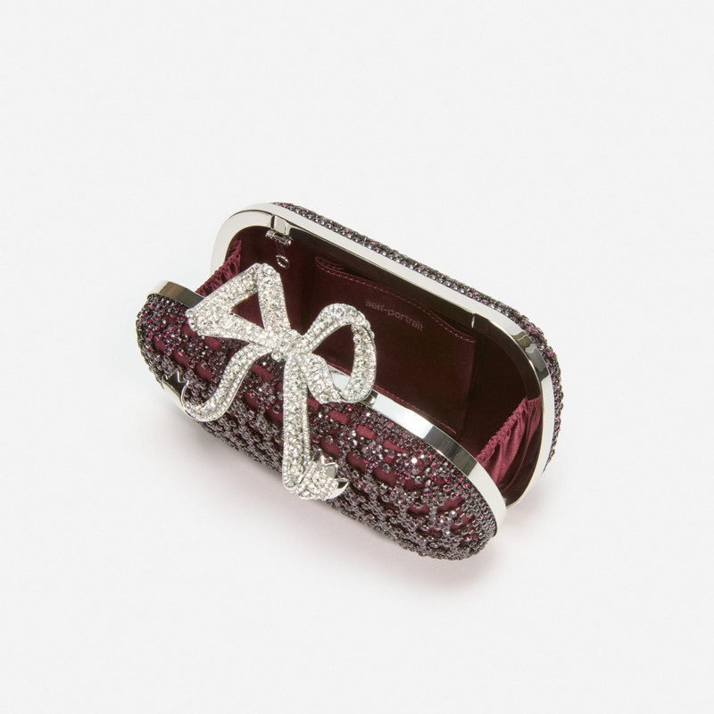 self-portrait Burgundy Chainmail Clutch Bag outlook