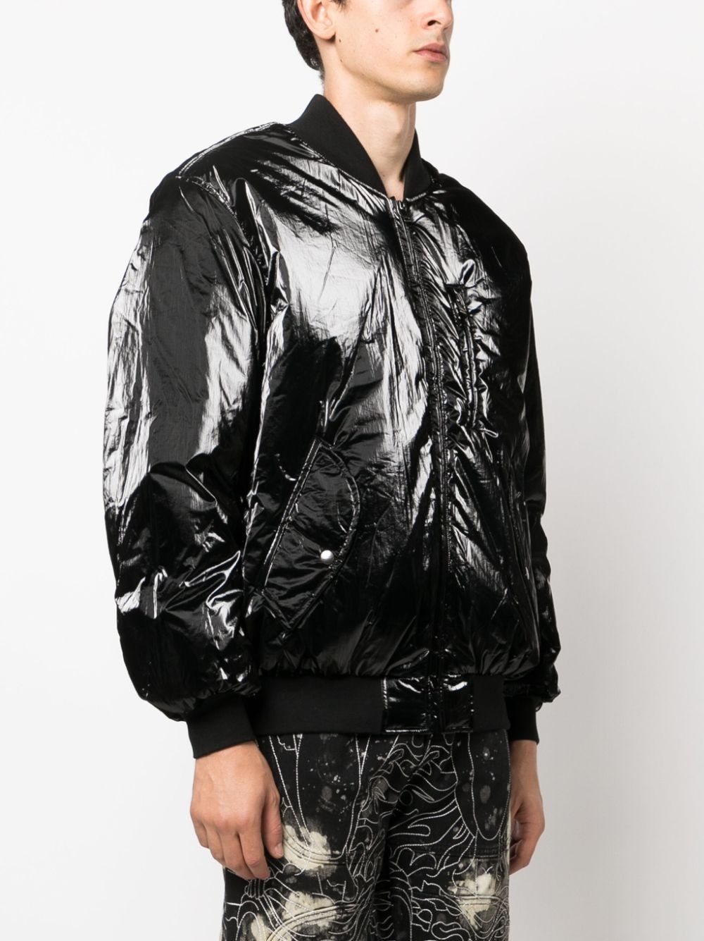 high shine-finish bomber jacket - 3