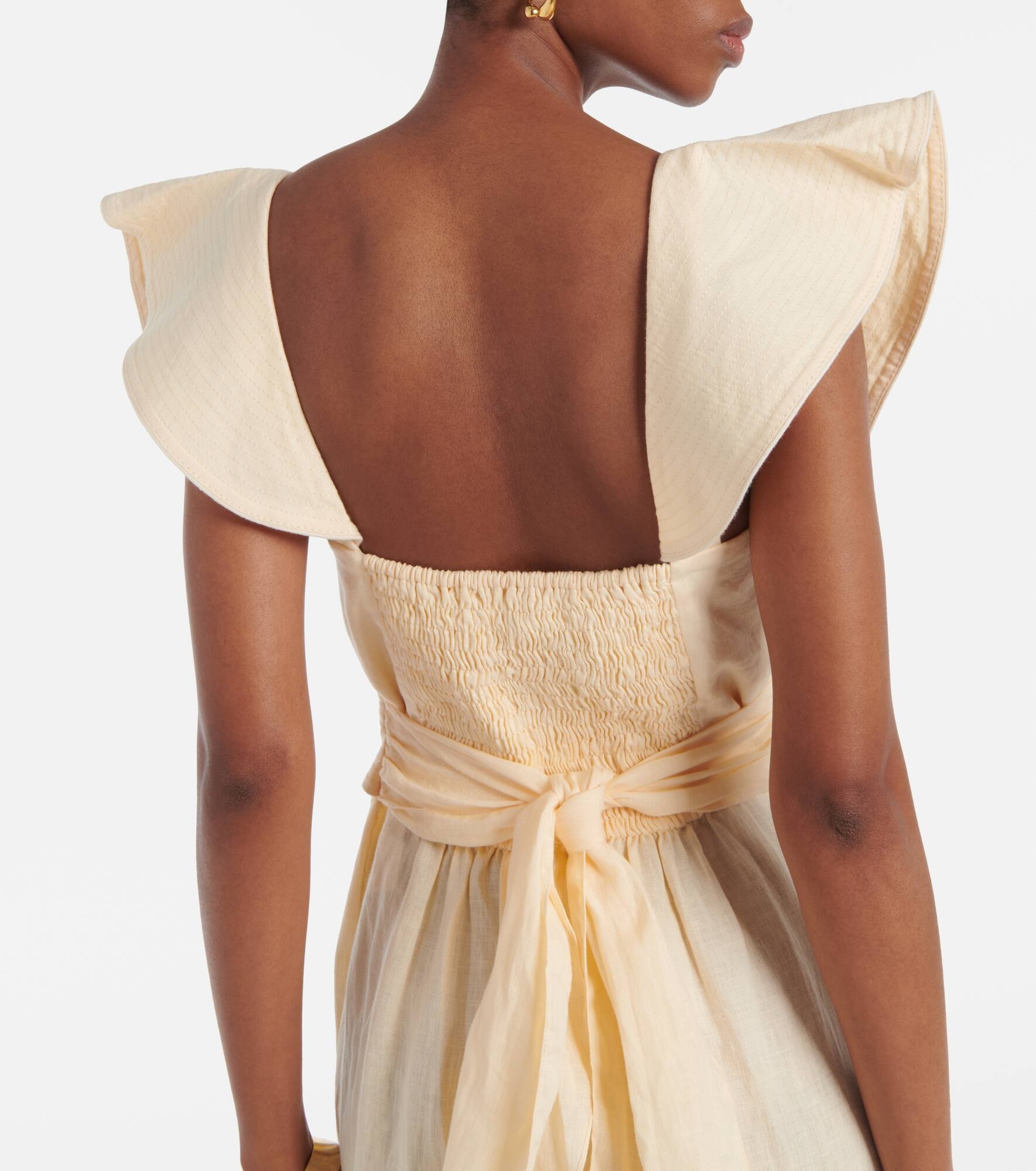 Ruffled linen midi dress - 6