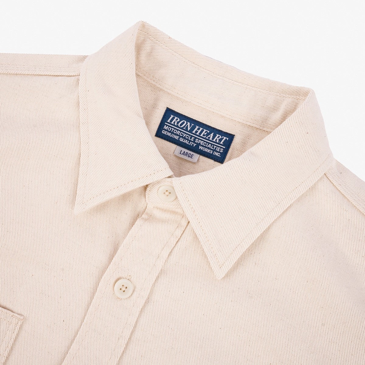 IHSH-414-WHT 9oz Cotton Linen Work Shirt Off White - 2