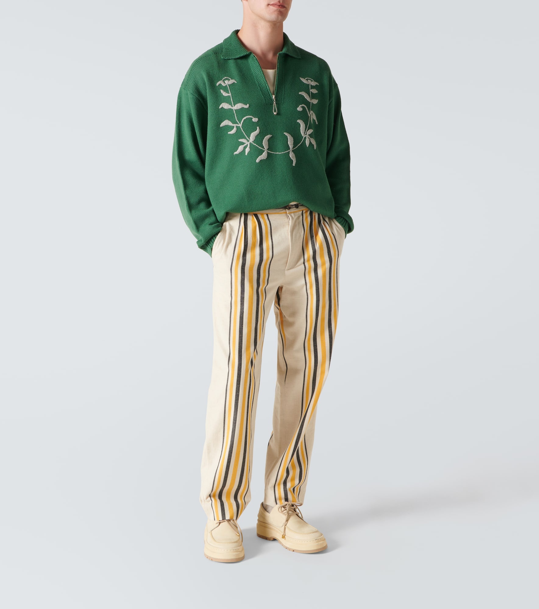 Embroidered wool polo sweater - 2