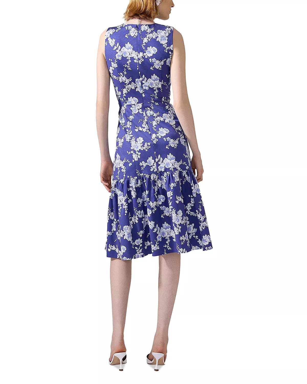 Sleeveless Knee Length Floral Print Dress - 3
