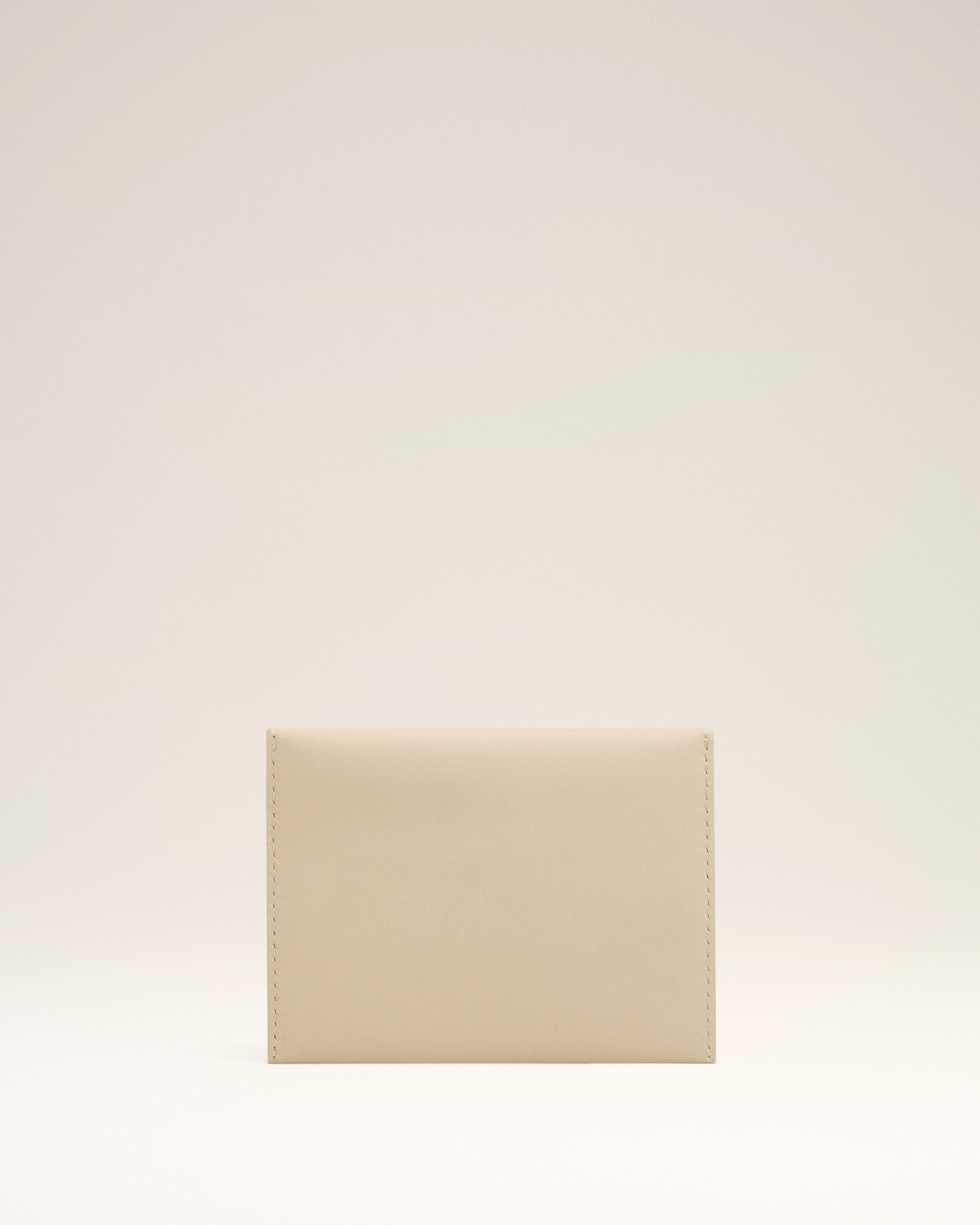 BEIGE LEATHER CARROUSEL FOLDED CARD HOLDER - 2