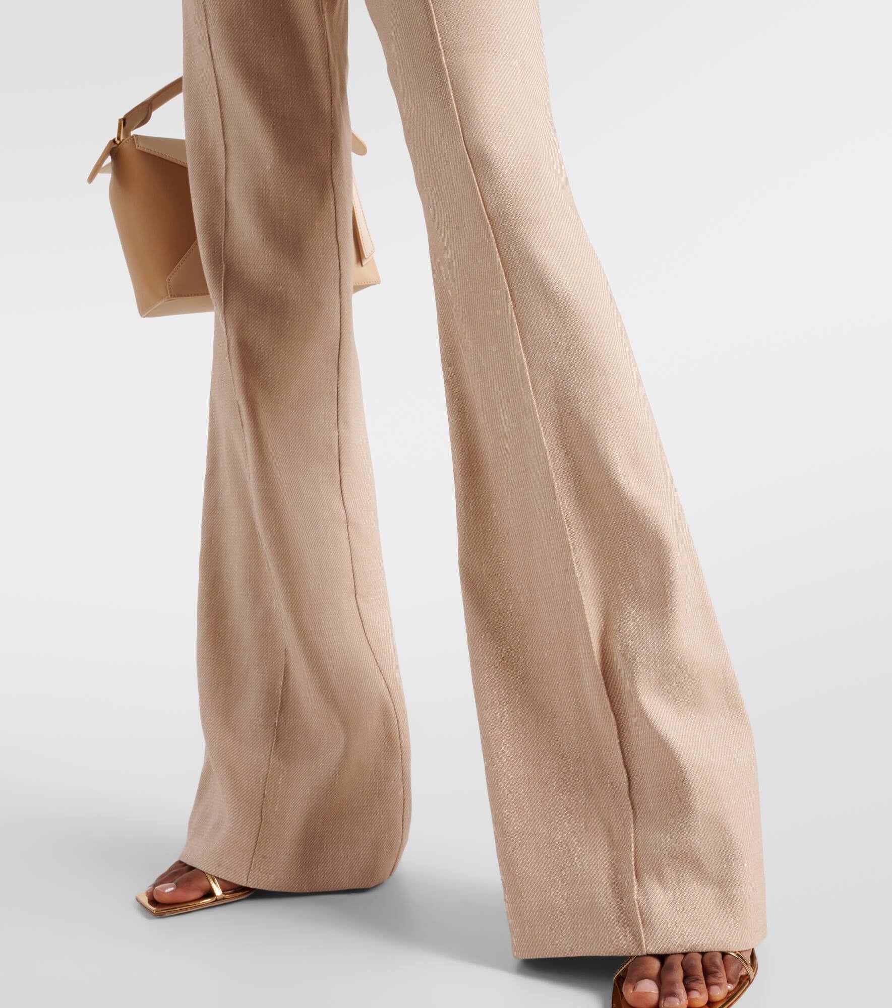 Komi linen-blend twill flared pants - 6