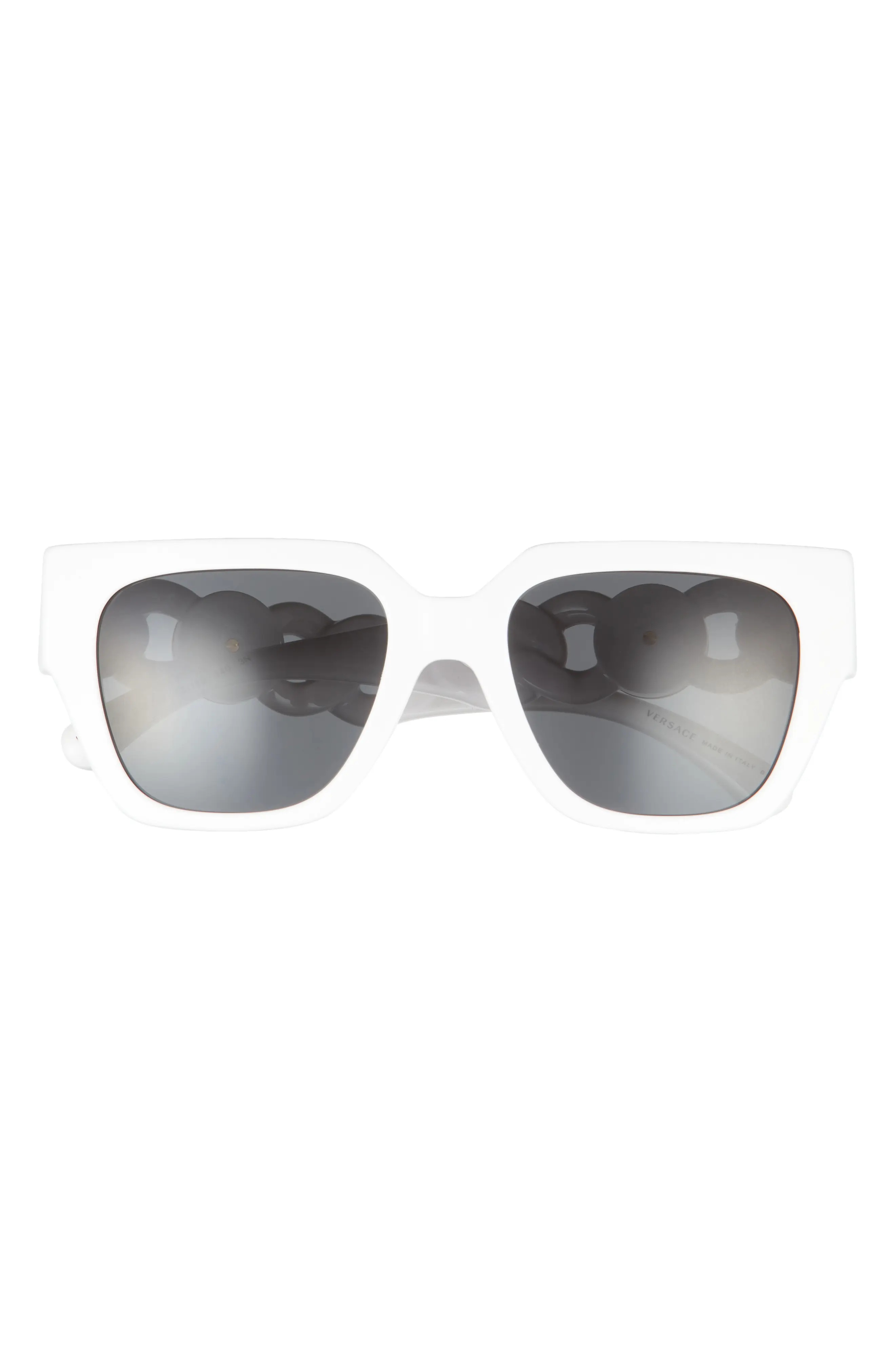 53mm Square Sunglasses in White/Dark Grey - 1