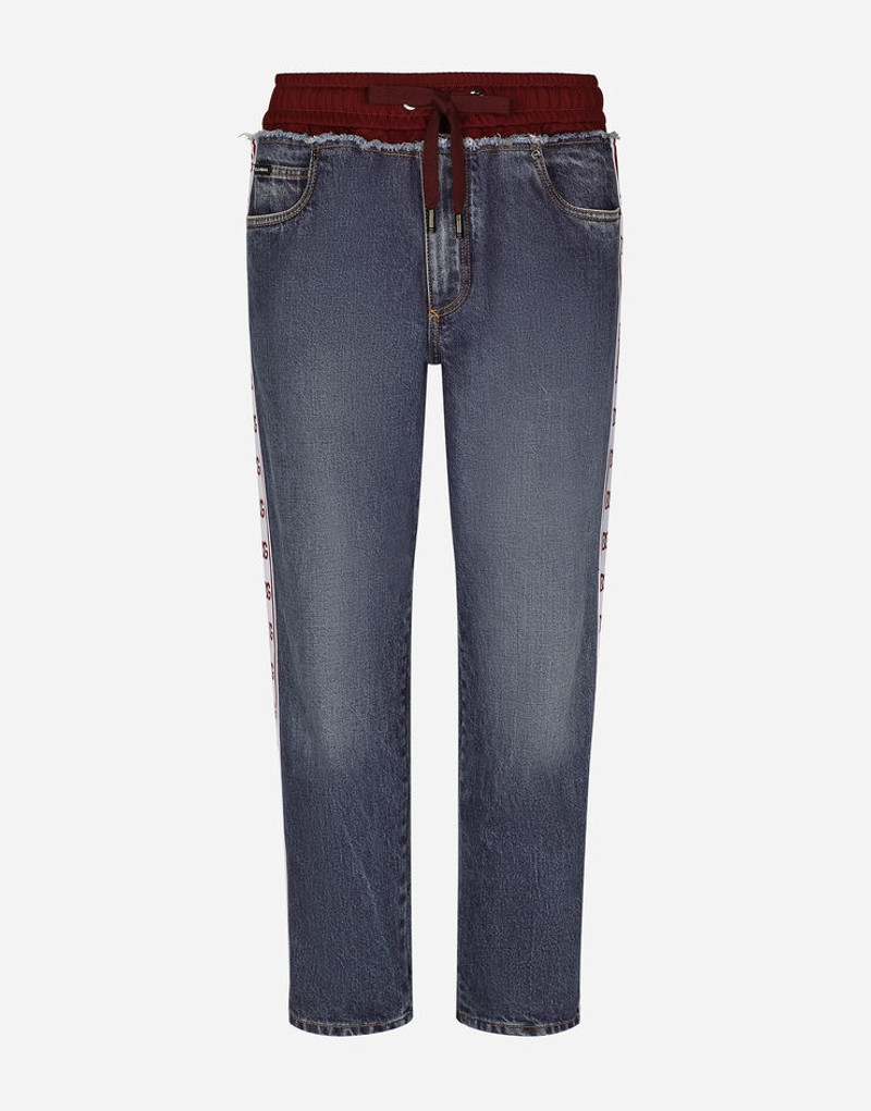 Loose jogger jeans with branded bands 1