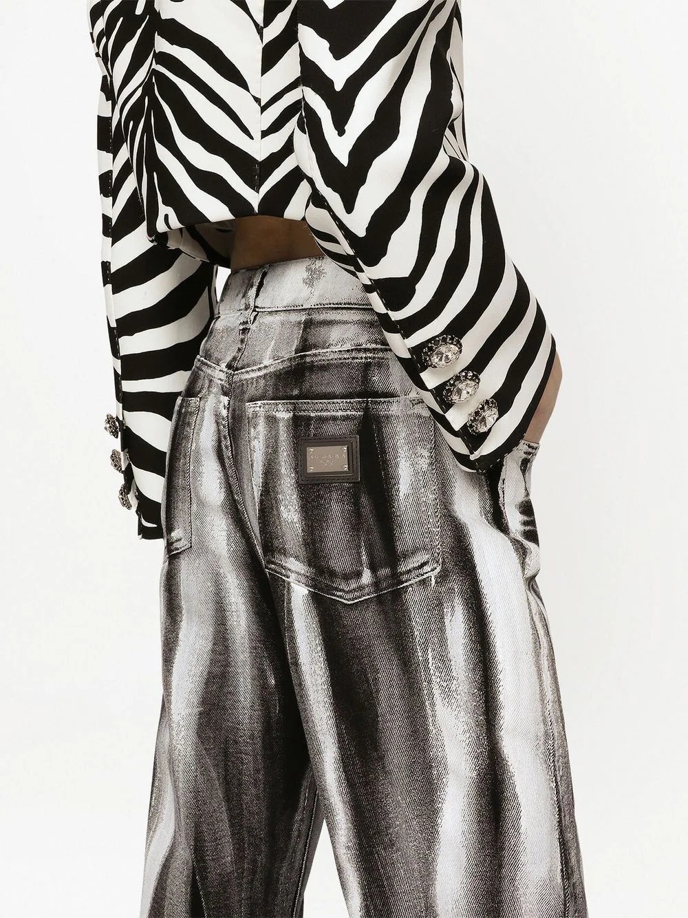stripe-print cropped boyfriend jeans - 5