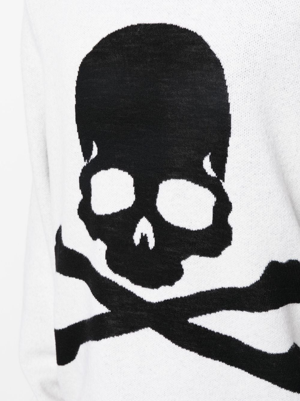 embroidered-skull crew neck sweater - 5