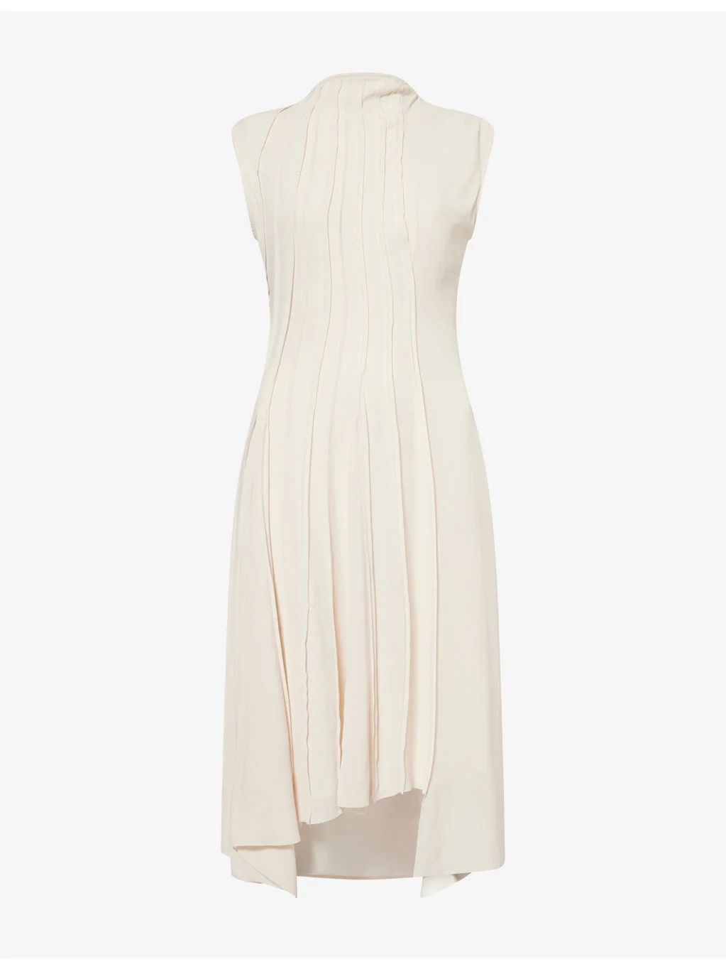 Pleated Sleeveless Crepe Midi Dress - 1