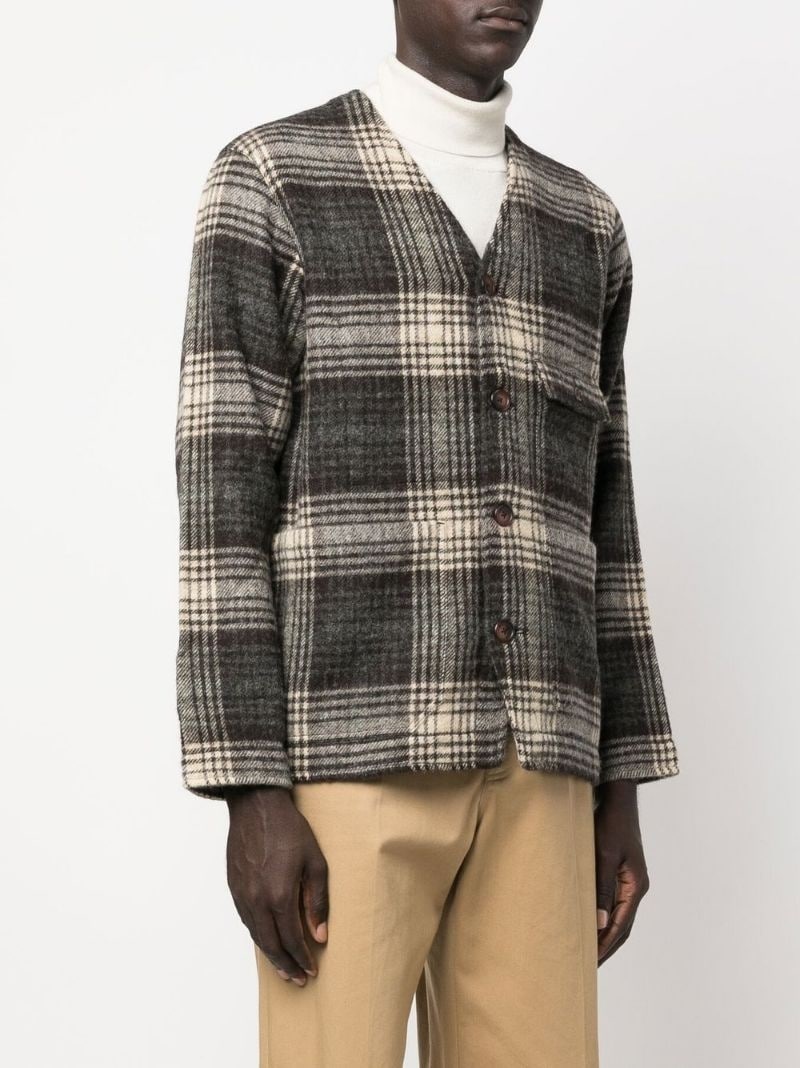 checked wool shirt jacket - 3