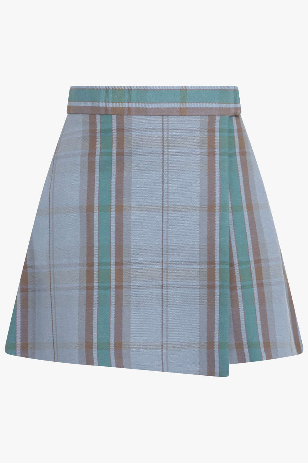TARTAN WRAP CUT OFF SKIRT | BLUE/GREEN/ORANGE - 1