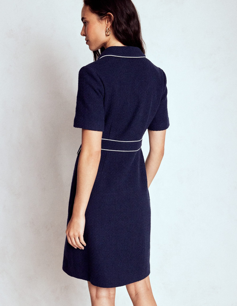Eda Cotton Shift Dress-Navy 4