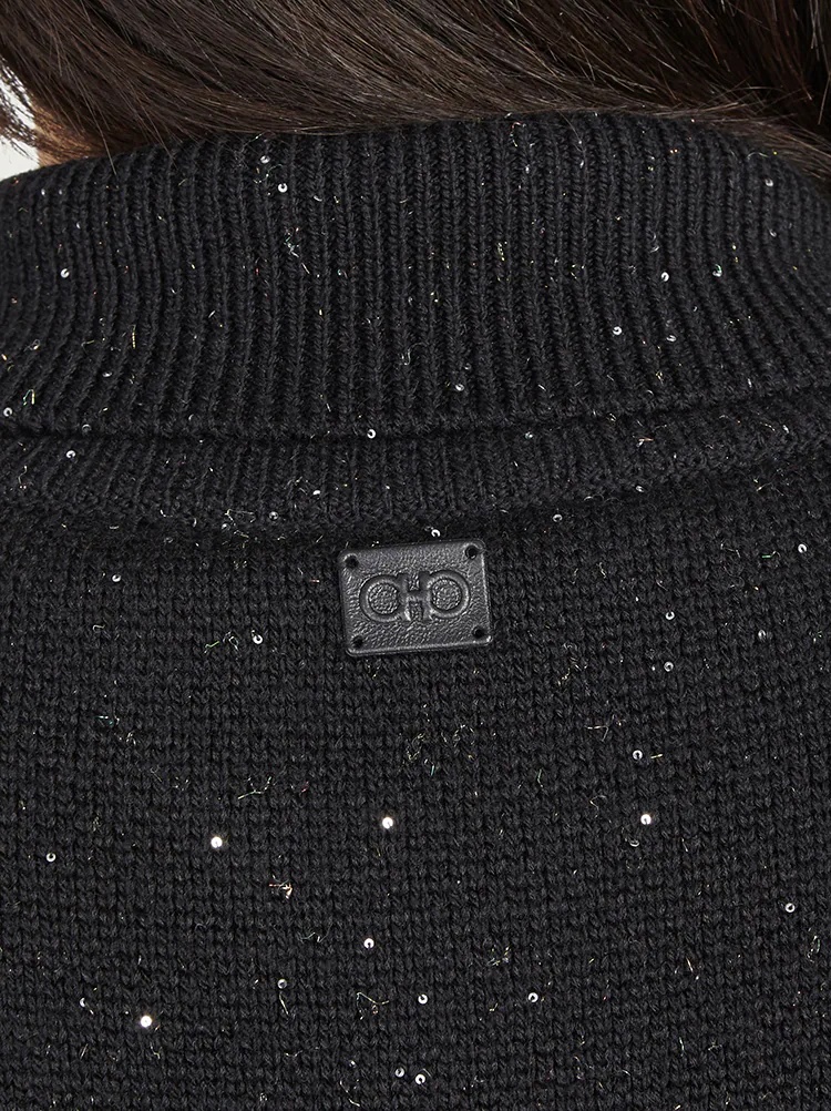 HIGH NECK SWEATER WITH MICRO SEQUINS - 5
