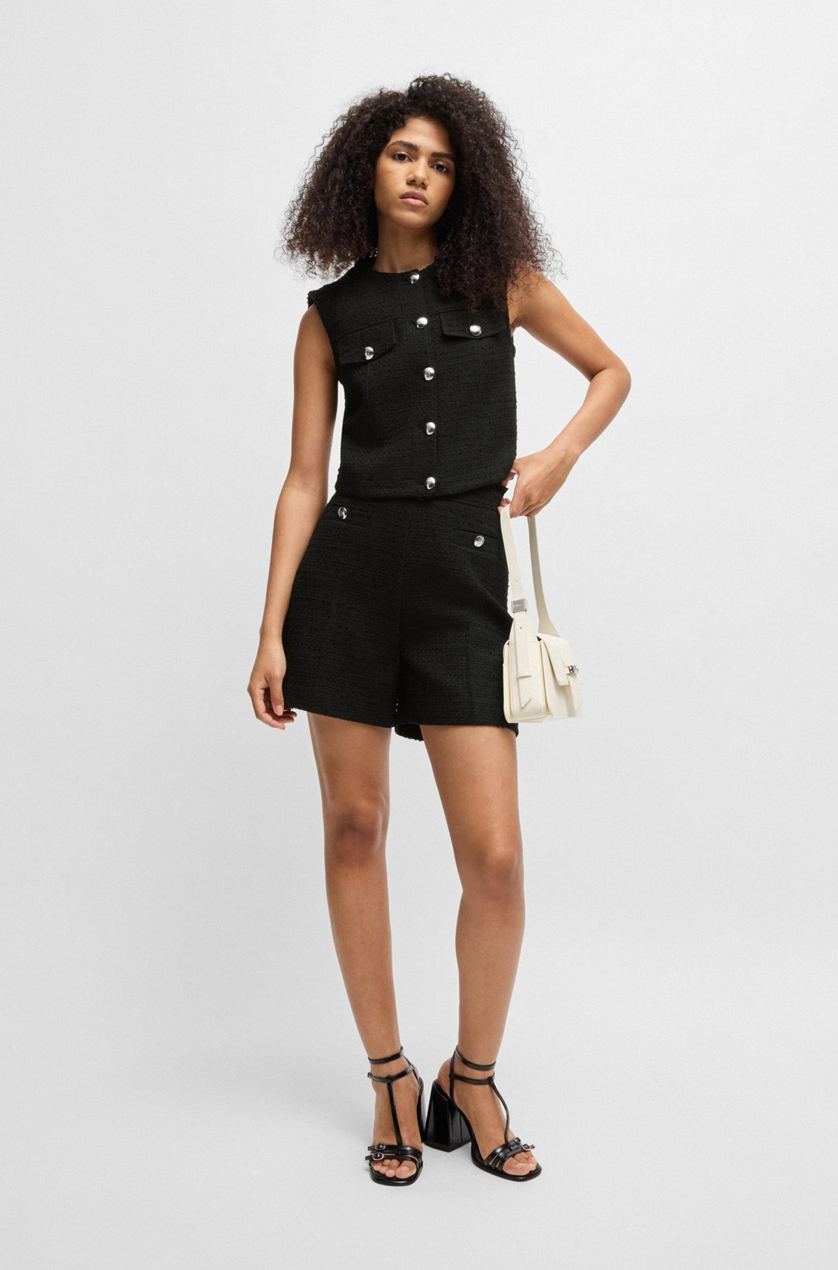 REGULAR-FIT WAISTCOAT IN BOUCLÉ FABRIC - 3