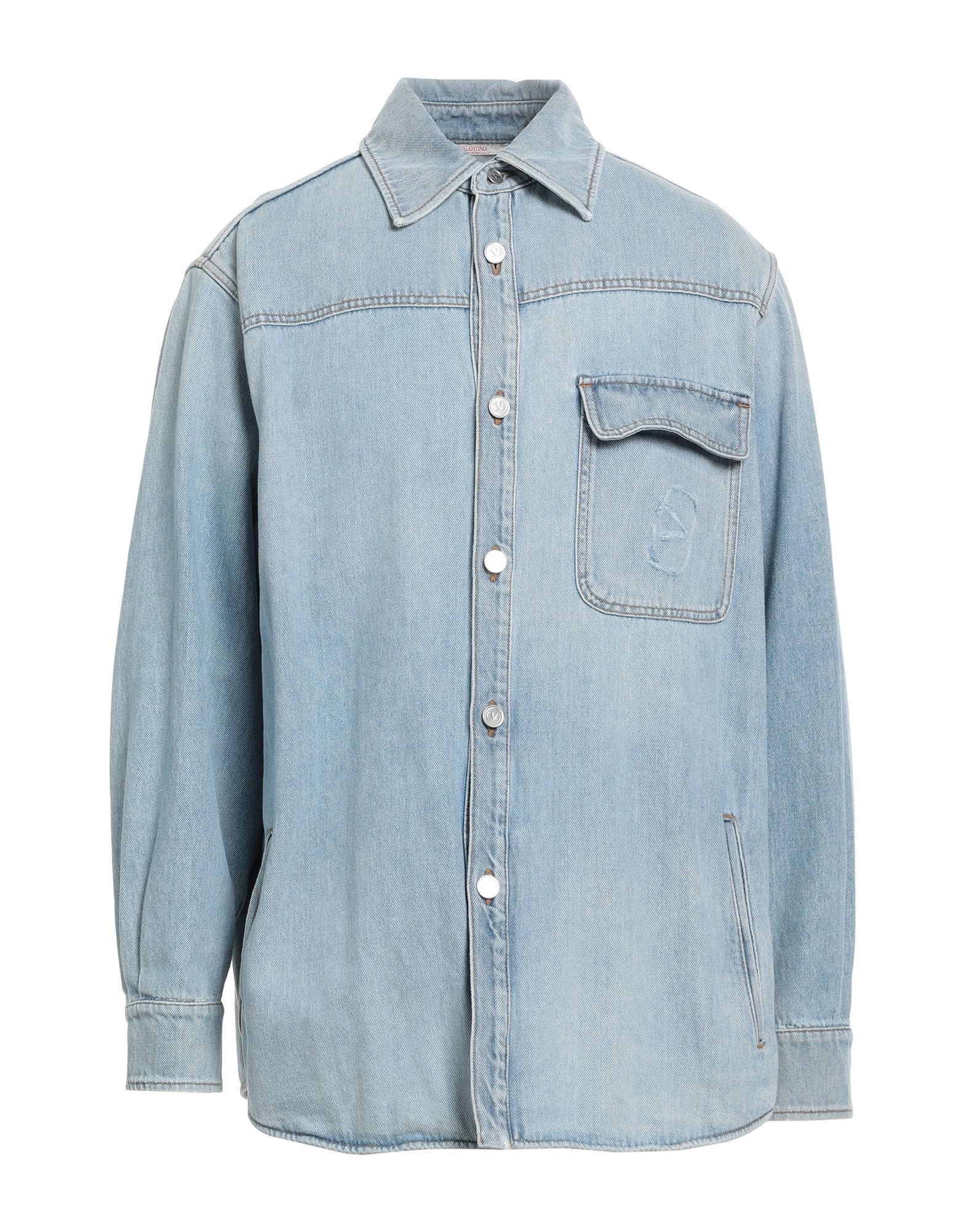 Blue Men's Denim Shirt - 1