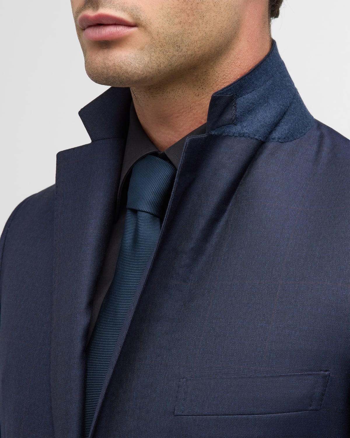 Men's Windowpane Wool Suit - 8