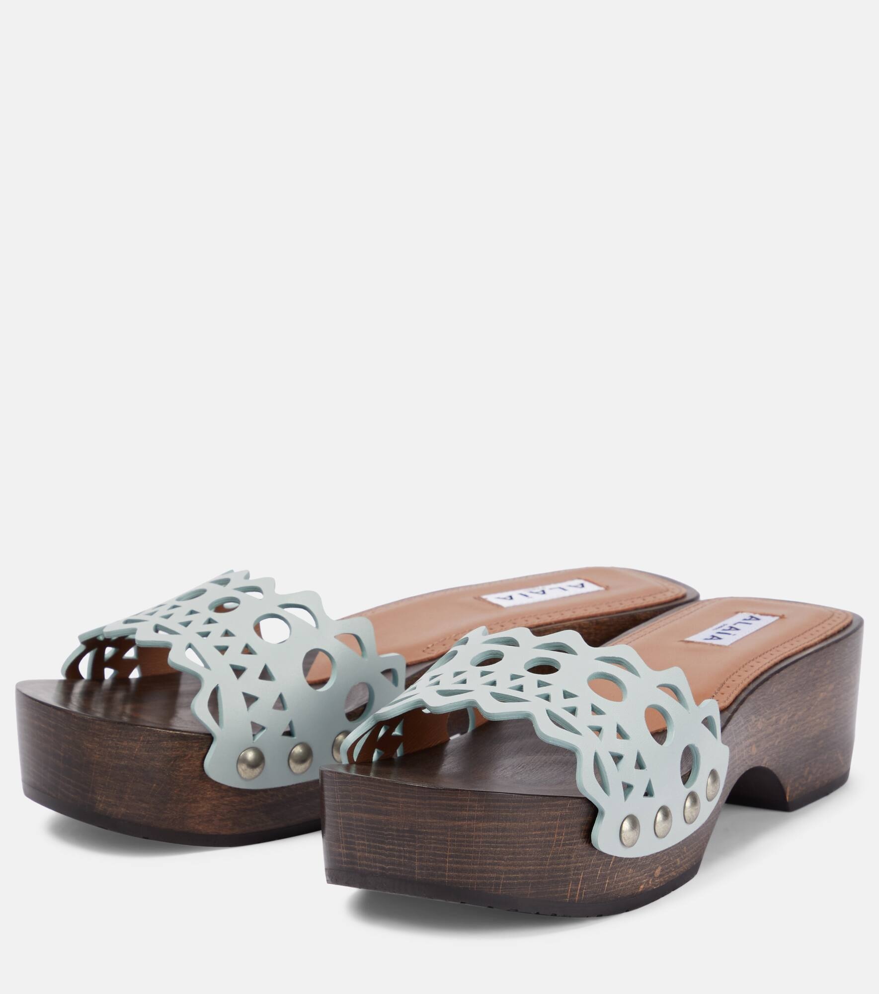 Vienne leather and wood slides - 5