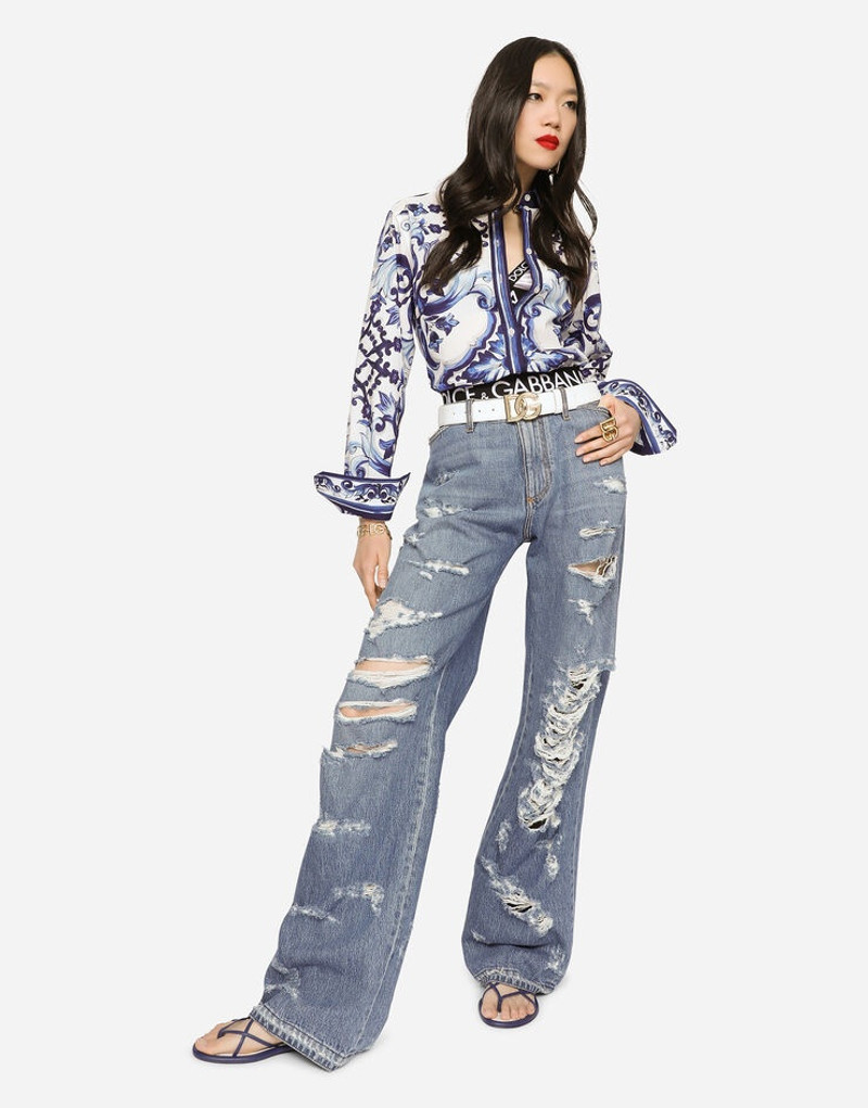 Dolce & Gabbana Shiny calfskin belt with DG logo outlook