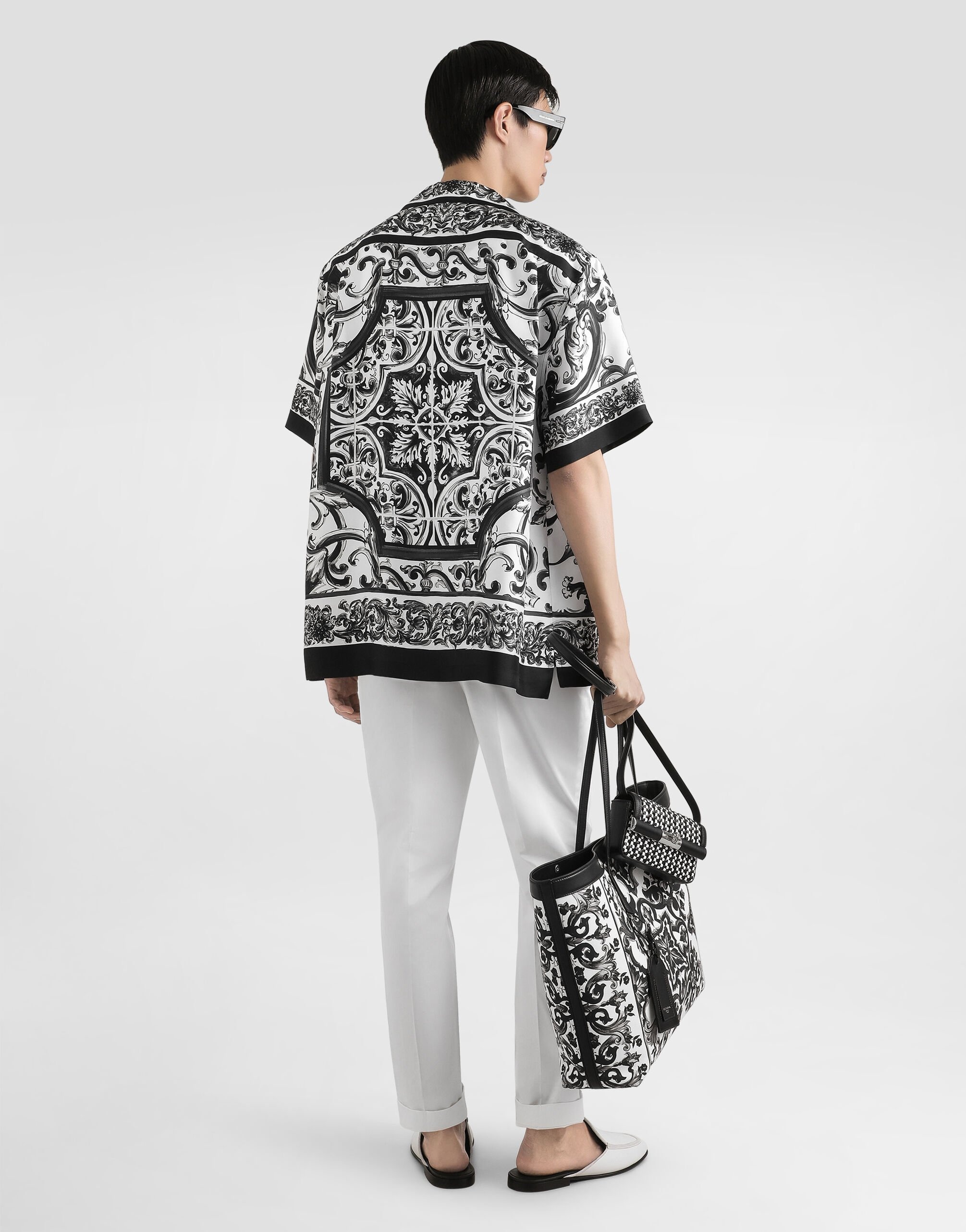 Majolica-print silk twill hawaii shirt - 3