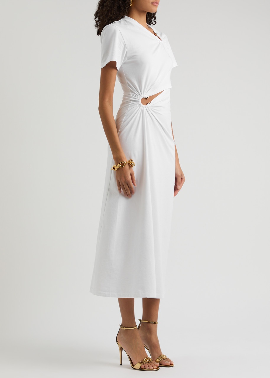 Rabanne Ring-embellished Stretch-cotton Midi Dress - 2