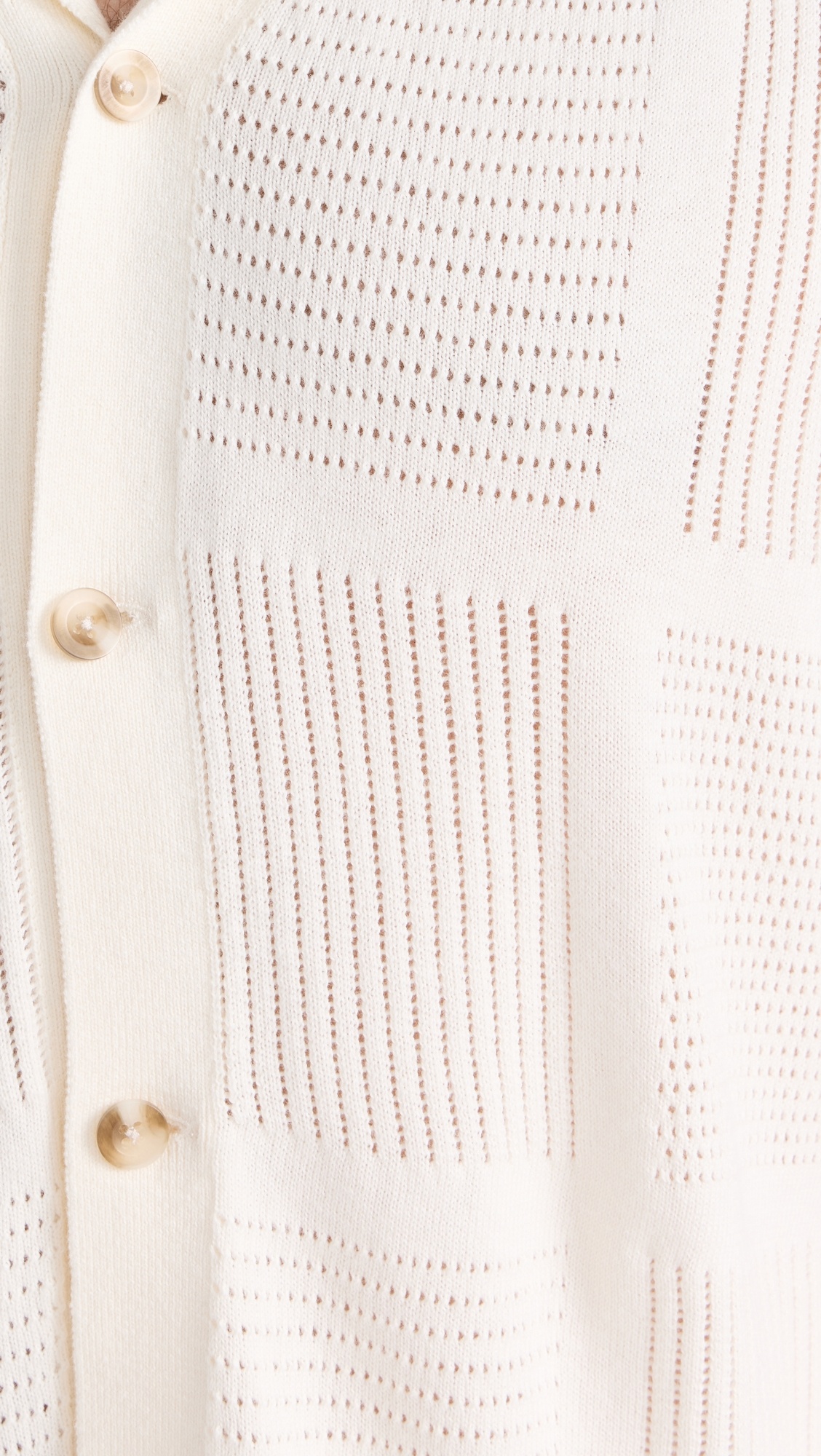 Patchwork Pointelle Button Down Sweater - 5