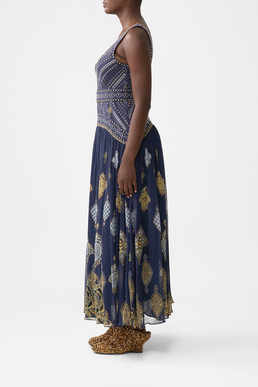 JERSEY TANK DRESS WITH CONTRAST SKIRT - 4