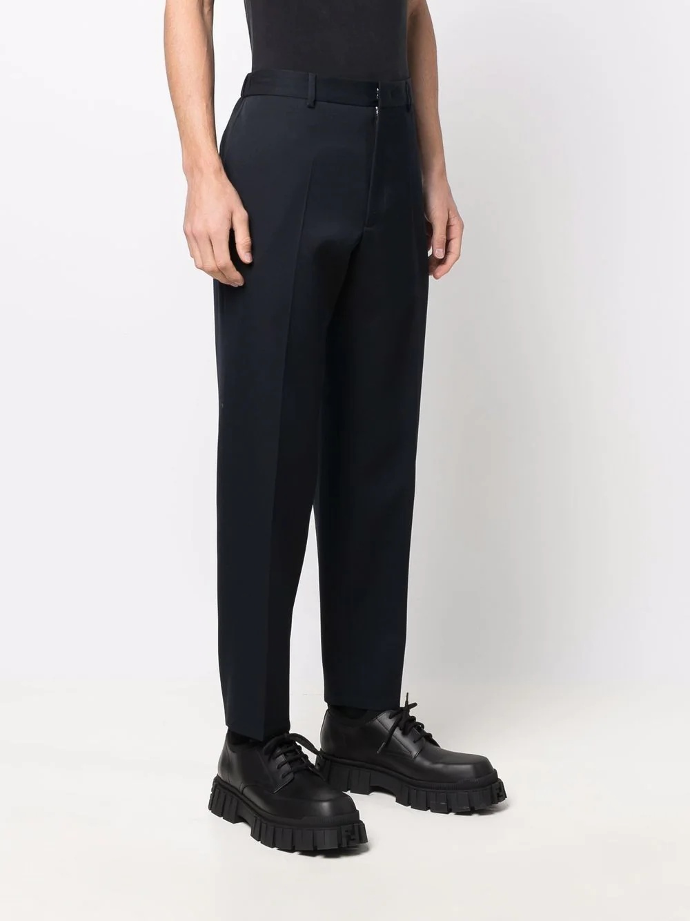 pressed-crease elasticated-waist trousers - 3